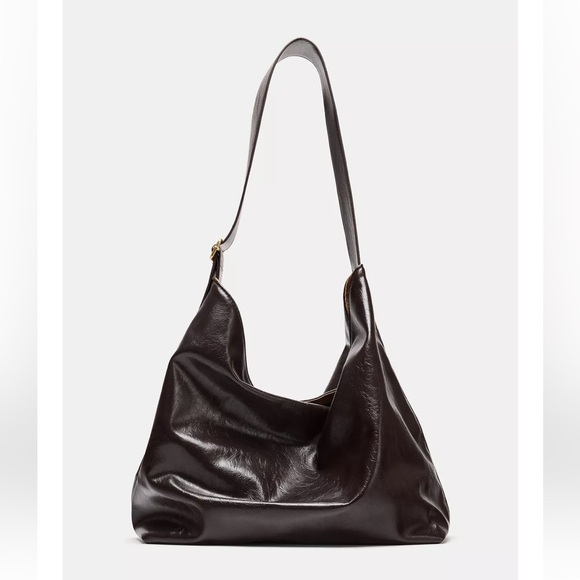 Zara Handbags - Zara Dark Brown Leather Hobo Bag